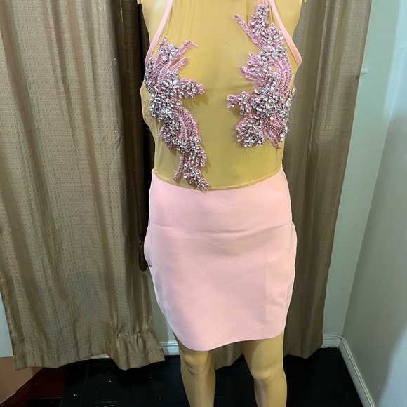 Sexy Mini Birthday Cocktail Dress Women Pink Mini Dress - Picture 5 of 13